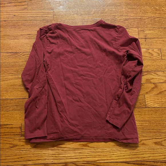 Life Is Good Maroon Womens V-Neck Shirt with Heart and Floral Design size M - Picture 5 of 5